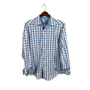 Robert Graham Flip Cuff Long sleeve Button down Shirt Mens XL Plaid